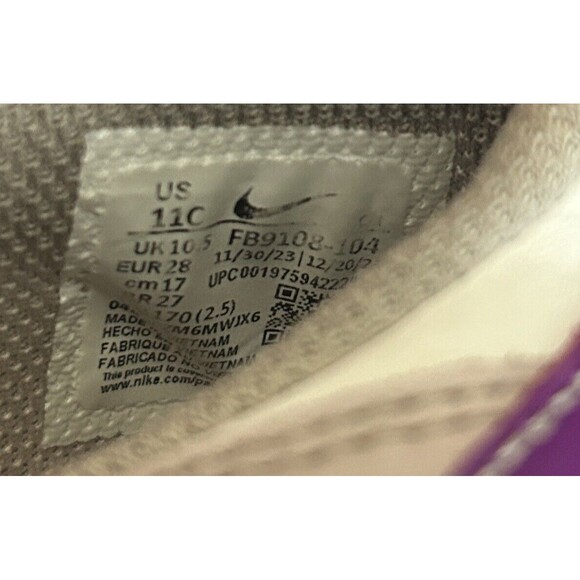 Nike Dunk Low White/ Viotech- Platinum Violet FB9108 104 Unisex Kids 11C - Picture 7 of 7
